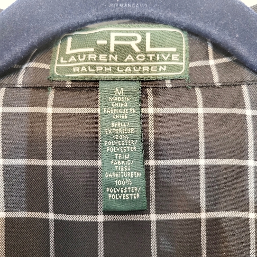 LAUREN Ralph Lauren Active Black and White Plaid Lightweight Jacket Size M - Picture 8 of 9
